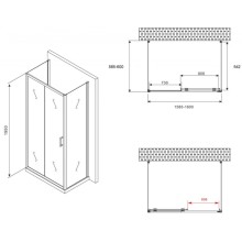 Душевой уголок 160х60 см Abber Schwarzer Diamant AG30160B-S60B-S60B прозрачное