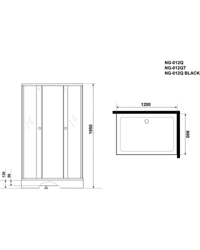 Душевой уголок с поддоном 120х80х195 см Niagara NG-012-14QT тонированное
