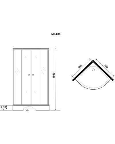 Душевой уголок с поддоном 80х80х195 см Niagara NG-003-14T тонированное