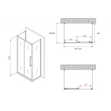 Душевой уголок 160х50 см Abber Schwarzer Diamant AG30160H-S50-S50 прозрачное