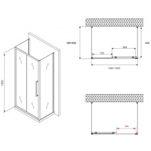 Душевой уголок 160х60 см Abber Schwarzer Diamant AG30160MH-S60M-S60M матовое