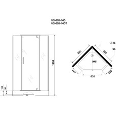 Душевой уголок с поддоном 90х90х195 см Niagara NG-009-14D прозрачное