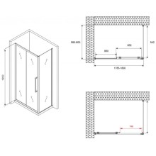 Душевой уголок 180х60 см Abber Schwarzer Diamant AG30180BH-S60B прозрачное