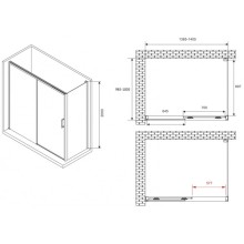 Душевой уголок 140х100 см Abber Komfort AG93140-S102 прозрачное