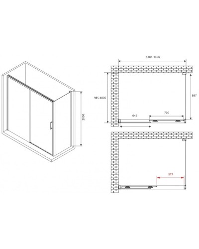 Душевой уголок 140х100 см Abber Komfort AG93140-S102 прозрачное