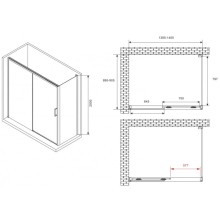 Душевой уголок 140х90 см Abber Komfort AG93140-S92 прозрачное