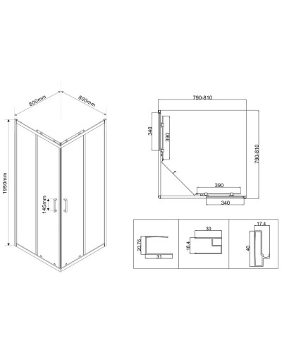Душевой уголок 80х80 см Vincea City VSS-5CT800MT текстурное