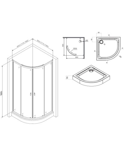 Душевой уголок с поддоном 80х80 см Am.Pm X-Joy W88E-205-080MT64 прозрачное
