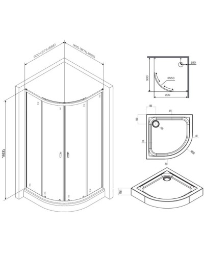 Душевой уголок с поддоном 90х90 см Am.Pm X-Joy W88E-205-090MT64 прозрачное