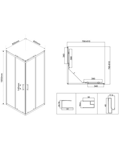 Душевой уголок 80х80 см Vincea City VSS-5CT800CL прозрачное