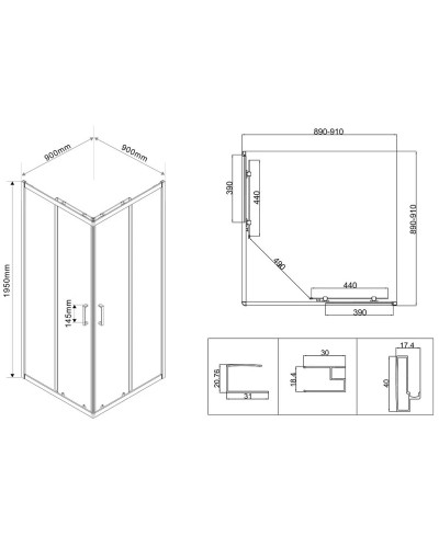 Душевой уголок 90х90 см Vincea City VSS-5CT900MT текстурное
