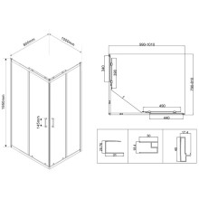 Душевой уголок 100х80 см Vincea City VSS-5CT8010MT текстурное