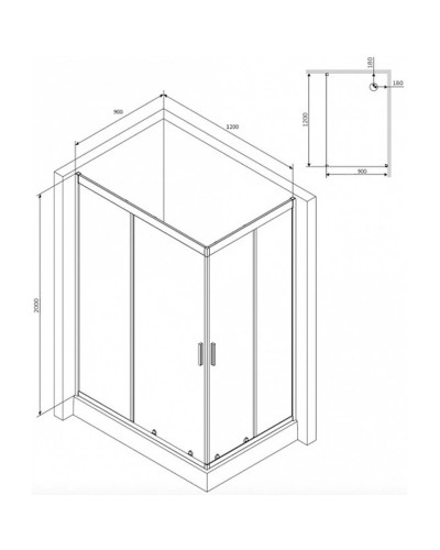 Душевой уголок 120х90 см Am.Pm Gem W90G-404-120290-BT прозрачное