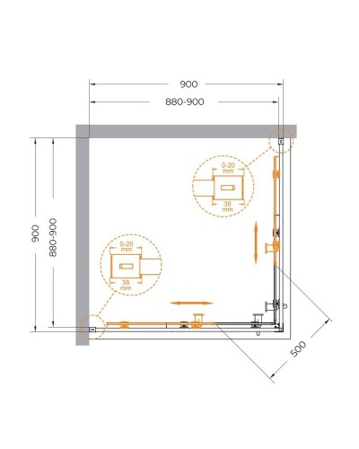 Душевой уголок CEZARES RELAX-304-A-2-90-C-GM