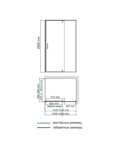 Душевой уголок WasserKRAFT Elbe 120х90 74P07 профиль Черный матовый стекло прозрачное