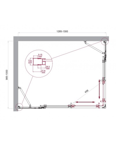 Душевой уголок BelBagno LUCE-AH-22-130/100-C-Cr