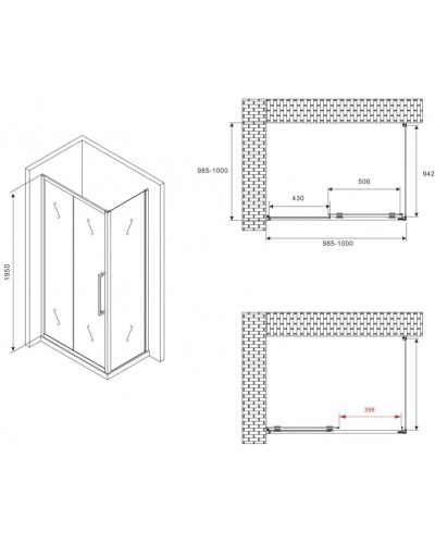 Душевой уголок 100х100 см Abber Schwarzer Diamant AG30100BMH-S100BM матовое