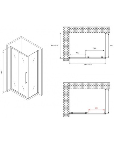 Душевой уголок 100х70 см Abber Schwarzer Diamant AG30100BMH-S70BM матовое