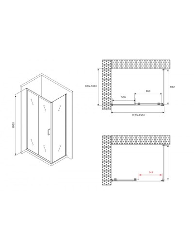 Душевой уголок 130х100 см Abber Schwarzer Diamant AG30130BMH-S100BM матовое