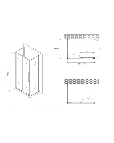 Душевой уголок 140х90 см Abber Schwarzer Diamant AG30140BMH-S90BM-S90BM матовое