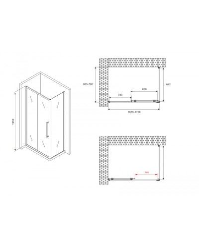Душевой уголок 170х70 см Abber Schwarzer Diamant AG30170BMH-S70BM матовое