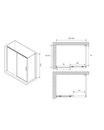 Душевой уголок 160х90 см Abber Komfort AG93160B-S92B прозрачное