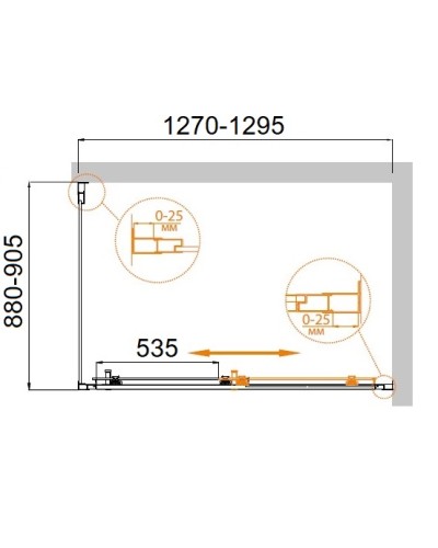 Душевой уголок CEZARES MOLVENO-AH-11-130/90-P-Cr