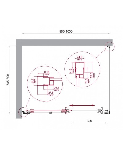 Душевой уголок BelBagno LUCE-AH-1-100/80-C-Cr