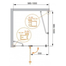 Душевой уголок Cezares Elena 100x100 L ELENA-W-A-12-100-P-Cr-L профиль Хром стекло рифленое