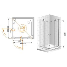 Душевой уголок Cezares Elena A-22 90x90 ELENA-W-A-22-90-P-Cr профиль Хром стекло рифленое