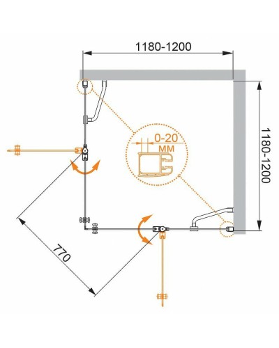 Душевой уголок Cezares Elena 120x120 ELENA-W-A-22-120-C-Cr профиль Хром стекло прозрачное