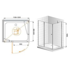 Душевой уголок Cezares Elena 120x90 ELENA-W-AH-1-120/90-C-Cr профиль Хром стекло прозрачное