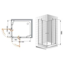 Душевой уголок Cezares Elena 120x100 ELENA-W-AH-2-120/100-P-Cr-R профиль Хром стекло рифленое