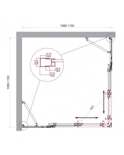 Душевой уголок BelBagno LUCE-A-22-80+30-C-Cr
