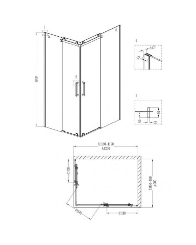 Душевой уголок Grossman Cosmo 120х90 R GR-1120R профиль Хром стекло прозрачное