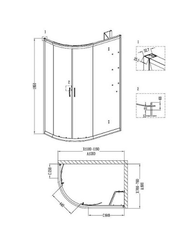Душевой уголок Grossman Classic 120х80 R GR-9120R профиль Хром стекло прозрачное