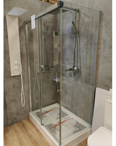 Комплект душевой уголок CEZARES DUET SOFT-AH-1-120/80-C-Cr-SALE с поддоном выставочный образец