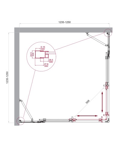 Душевой уголок BelBagno LUCE-A-22-100+25-C-Cr