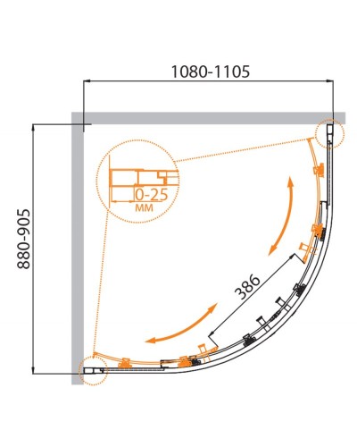 Душевой уголок CEZARES MOLVENO-RH-2-110/90-C-Cr-IV