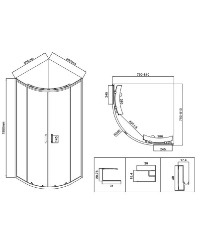 Душевой уголок 80x80 см Vincea City VSQ-5CT800MT текстурное
