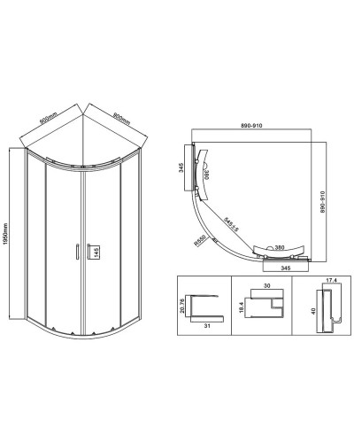 Душевой уголок 90x90 см Vincea City VSQ-5CT900MT текстурное