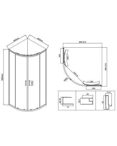 Душевой уголок 90x90 см Vincea City VSQ-5CT900CL прозрачное