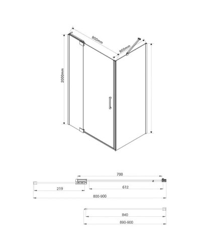 Душевой уголок 78,8-88,8x89 см Vincea Extra VSR-1E809090CLGM прозрачное