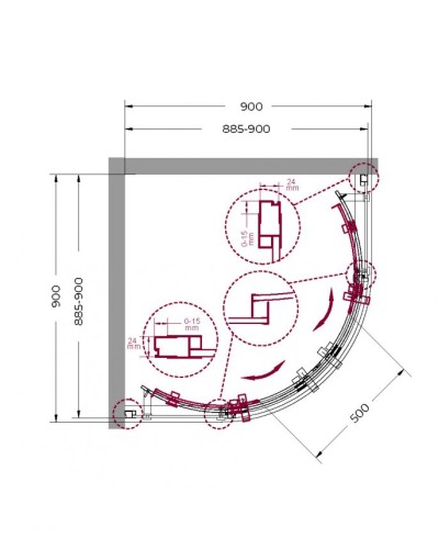 Душевой уголок BelBagno MARINO-R-2-90-C-Cr