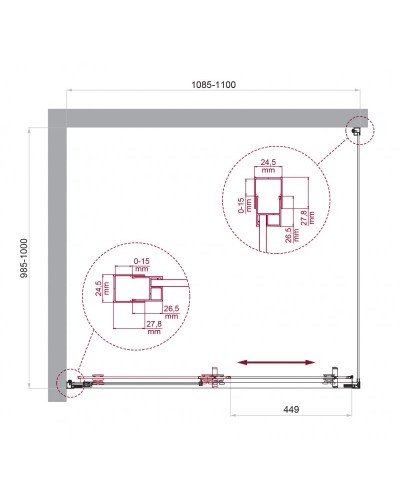 Душевой уголок BelBagno LUCE-AH-1-110/100-C-Cr