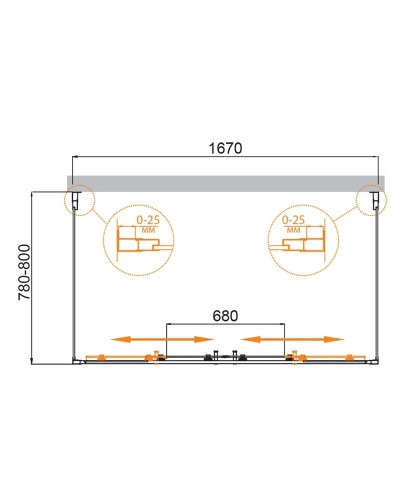 Душевой уголок CEZARES MOLVENO-AH-22-170/80-P-Cr
