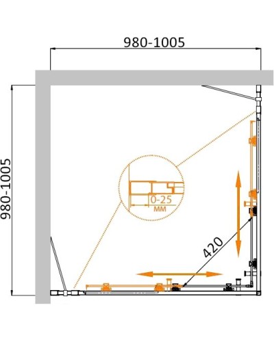 Душевой уголок CEZARES MOLVENO-A-22-80+20-P-Cr