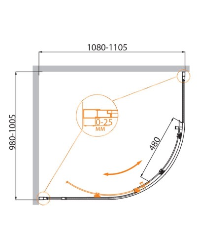 Душевой уголок CEZARES MOLVENO-RH-1-110/100-P-Cr