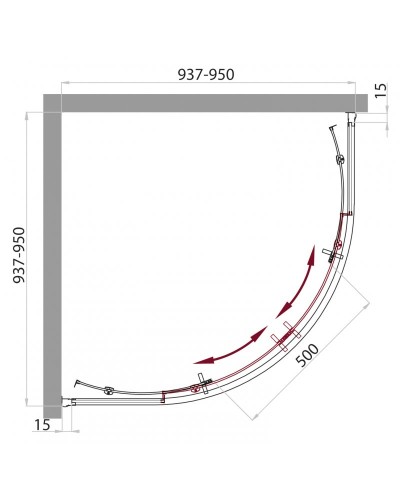 Душевой уголок BelBagno UNO-R-2-95-M-Cr