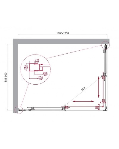 Душевой уголок BelBagno LUCE-AH-2-120/90-C-Cr